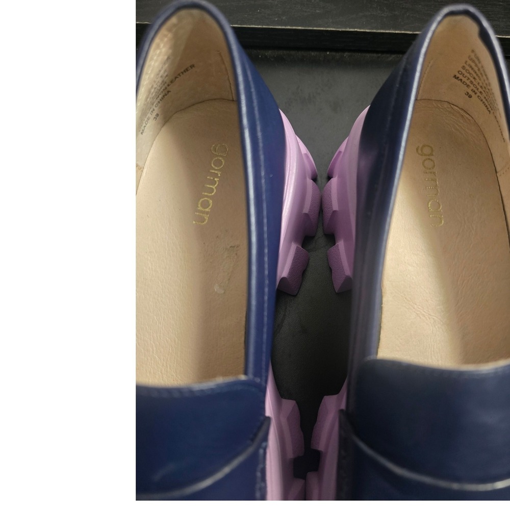 Gorman Fun Times Loafer Navy Leather Pink Chunky Platform Lug Sole Shoes 39 - Picture 6 of 9